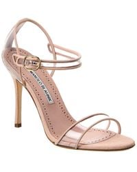 Manolo Blahnik - Fersen 105 Suede & Vinyl Sandal - Lyst