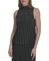 DKNY - Scuba Crepe Stud Top - Lyst