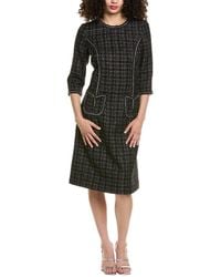 Teri Jon - Metallic Plaid Tweed Wool-Blend Dress - Lyst