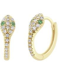 Sabrina Designs - 14k 0.14 Ct. Tw. Diamond & Emerald Snake Huggie Earrings - Lyst