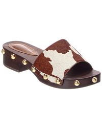 SCHUTZ SHOES - Shayla Beads Low Block Haircalf Sandal - Lyst