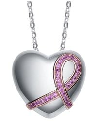 Rachel Glauber - Rhodium Plated Cz Love Pendant - Lyst
