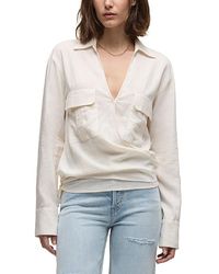 Hudson Jeans - Long Sleeve Linen-Blend Wrap Shirt - Lyst