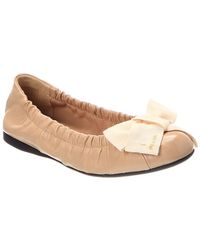 Prada - Logo Leather Ballerina Flat - Lyst