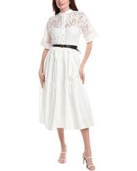 Gracia - Button Front Buckle Belt Maxi Dress - Lyst