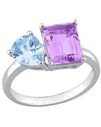 Rina Limor - Toi & Moi Silver 3.65 Ct. Tw. Pink Amethyst & Sky Blue Topaz Ring - Lyst
