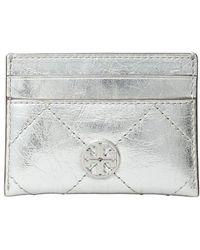 Tory Burch - Willa Metallic Slim Leather Card Case - Lyst