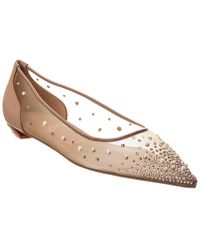Christian Louboutin - Miss Z Degrastrassina Perla Mesh & Leather Flat - Lyst