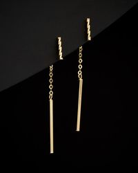 Italian Gold - 14k Twisted & Polished Bar Front-back Earrings - Lyst
