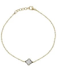 Italian Gold - 14K Pearl Clover Bracelet - Lyst