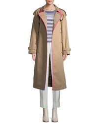 Burberry Contrast Trim Trench Coat - Natural