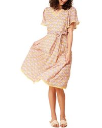 Hale Bob - V-neck Linen Midi Dress - Lyst