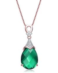 Genevive Jewelry - 18k Rose Gold Vermeil Cz Teardrop Pendant Necklace - Lyst