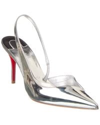 Christian Louboutin - Posticha 80 Leather & Vinyl Slingback Pump - Lyst
