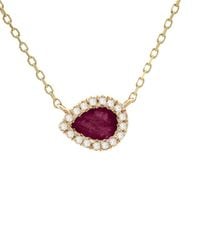 Gemstones - 14K 0.21 Ct. Tw. Diamond & Ruby Necklace - Lyst