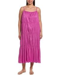 Eileen Fisher - Smocked Silk Dress - Lyst