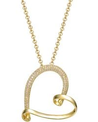 Rachel Glauber - 14k Plated Cz Heart Pendant Necklace - Lyst