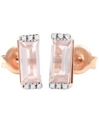 Gemstones - Bar 14K Rose 1.08 Ct. Tw. Diamond & Quartz Earrings - Lyst