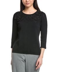 Anne Klein - Pointelle Stitch Yoke Top - Lyst
