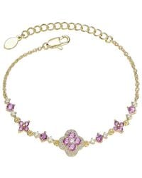 Rachel Glauber - 14K Plated Cz Floral Design Bracelet - Lyst