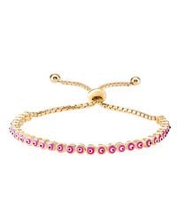 Gabi Rielle - Gold Over Silver Neon Pink Enamel Evil Eye Bracelet - Lyst