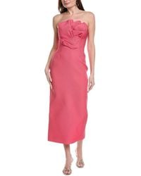 Lela Rose - Draped Tulip Silk-Blend Sheath Dress - Lyst