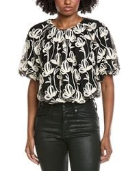 Gracia - Embroidered Lace Puff Sleeve Blouse - Lyst