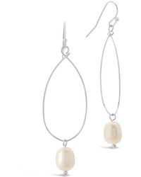Sterling Forever - Rhodium Plated 10mm Pearl Teardrop Dangle Earrings - Lyst