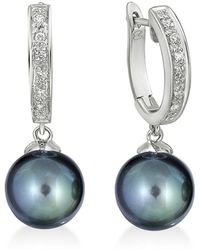 Belpearl - Silver White Topaz 9-8.5mm Freshwater Pearl Earrings - Lyst
