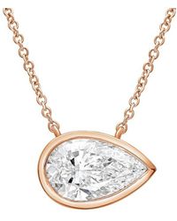 Diana M. Jewels - Diana M. 14K Rose 4.00 Ct. Tw. Lab-Grown Diamond Solitaire Bezel Pendant - Lyst