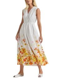 10 Crosby Derek Lam - Nara Border Print Cotton Poplin Cinch Waist Maxi Dress - Lyst