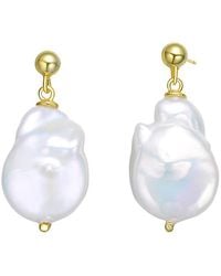 Rachel Glauber - 18k Over Silver 19mm Freshwater Pearl Earrings - Lyst