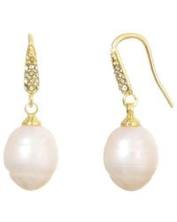 Adornia - 14K Plated Freshwater Pearl Cz Drop Earrings - Lyst