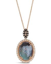 Le Vian - Le Vian Peacock Aquaprase 14K Rose 8.21 Ct. Tw. Diamond & Aquaprase Candy Pendant Necklace - Lyst
