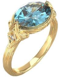 Reiss - 14K 3.35 Ct. Tw. Diamond & Topaz Cocktail Ring - Lyst