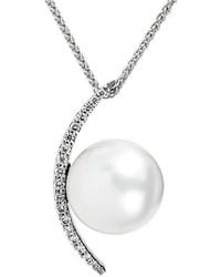 Pearls - 14K Diamond 0.11 Ct. & 10.5Mm Freshwater Cultured Pearl Necklace - Lyst
