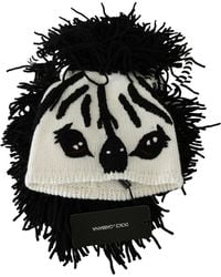 Dolce & Gabbana - Black And White Knitted Cashmere Beanie - Lyst