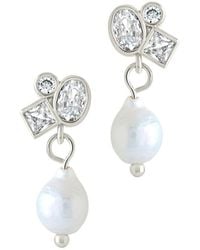Sterling Forever - Cz Penny Cluster Stud Earrings - Lyst