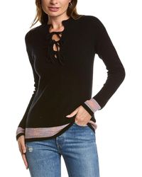 Kier + J - Kier + J Tie-neck Wool & Cashmere-blend Sweater - Lyst