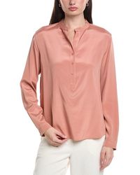 Lafayette 148 New York - Silk-Blend Henley Blouse - Lyst