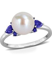 Rina Limor - 14K 0.56 Ct. Tw. Lab-Grown Sapphire & 8-8.5Mm Pearl Floral Ring - Lyst