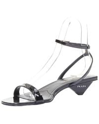 Prada - Patent Leather Triangle Logo Kitten Sandal (Authentic Pre-Loved) - Lyst