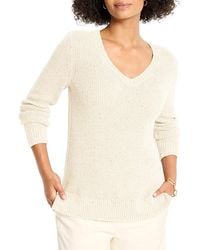 NIC+ZOE - Shimmer Waffle V-Neck Sweater - Lyst