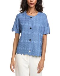 Anne Klein - Zig Zag Short Sleeve Cardigan - Lyst