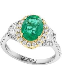 Effy Fine Jewelry - 14K Two-Tone 2.39 Ct. Tw. Diamond & Emerald Ring - Lyst