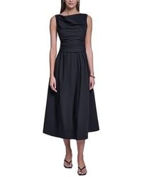 Halston - Sleeveless Cotton Pleated Fit And Flare - Lyst