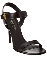 Burberry Monogram Motif Leather Sandal - Black