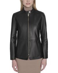 Cole Haan - Stand Collar Leather Jacket - Lyst