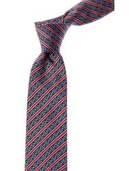 Ferragamo Red & Blue Diagonal Gancini Link Silk Tie