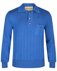 Valentino - Ribbed Knit Polo Sweater - Lyst